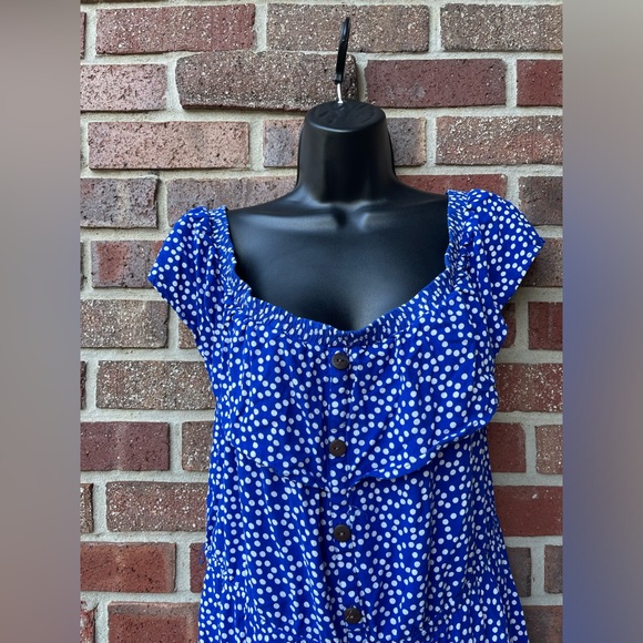 Express Blue & White Polka Dot Romper Sz M/L - Picture 2 of 6